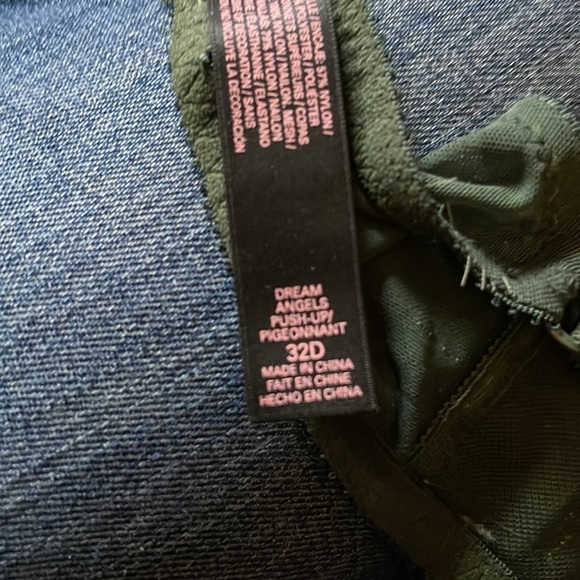 Victoria's Secret Dream Angels Push Up Bra Dark Green Lace Overlay 32D - Picture 15 of 16